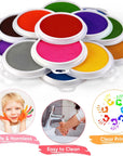 16 Pack Washable Ink Pads for Kids, 7" Large round Stamp Pads for Finger Painting Rubber Stamps