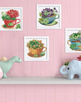 4 Pack Diamond Painting Kits,Easy Diamond Painting Kits for Beginners,5D Succulents Diamond Art Kits,Diy Plants Diamond Dots Big Gem Crafts for Home Wall Decor Gifts (6X6Inch).