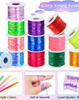 Lanyard String Kit, Boondoggle String with 25 Rolls Plastic Lacing Cord and 50Pcs Keychain Lanyard Accessories, Gimp String Lanyard Weaving Kit for Keychain Crafts, Bracelet and Lanyards