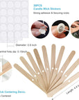 Candle Wicks 100 Pcs 6 Inch with 30Pcs Candle Wick Stickers and 10 Pcs Wooden Candle Wick Centering Device for Soy Beeswax Candle Making and Candle DIY