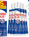 5 X 60ML Fabric Glue for Clothing Permanent Washable, Anti-Fray Check, Clear Liquid Stitch Fabric Adhesive, Super No-Sew Fusion Glue for All Patches, 24 Hours Dry and Waterproof