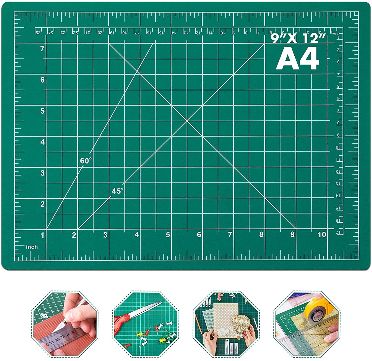 Self Healing Sewing Mat, Rotary Cutting Mat Double Sided 5-Ply Craft Cutting Board for Sewing Crafts Hobby Fabric Precision Scrapbooking Project 9Inch X 12Inch(A4)