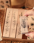 22 Pcs Plant Wooden Rubber Stamps Set, Plant Decorative Wooden Stamp DIY Craft Wooden Rubber Stamps (Plant 1)
