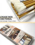 Pottery Brushes for Glazing,15 Pcs Ceramic Brushes Set with Storage Box Wool Bamboon Hake Brushes for Pottery Acrylic Watercolor