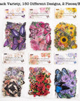 300 Pieces Assorted Butterfly and Flower Stickers, Transparent Butterflies Floral Resin Decals Aesthetic Journaling Scrapbook Stickers for Card Making Bullet Junk Journal Planner Craft Supplies