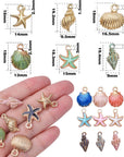 60Pcs Alloy Ocean Starfish Seashell Conch Charms Colorful Enamel Ocean Life Sea Animal Pendants Charms Craft Supplies for DIY Jewelry Making Birthday Wedding Party Favor Gifts
