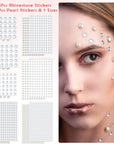 2032 Pieces Self Adhesive Hair Gems and Hair Pearls, Face Pearls and Jewels Stickers for Makeup, Crafts, Home Decor Scrapbooking Embellishments, 7 Sizes 3Mm/4Mm/5Mm/6Mm/8Mm/10Mm/12Mm