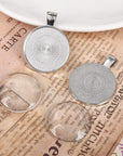 40 Pcs Silver Pendant Trays with 40 Pcs Transparent Glass Cabochons, round Pendant Bezels 1 Inch/25Mm for Photo Pendant Resin Craft Jewelry Making, Total 80 Pcs