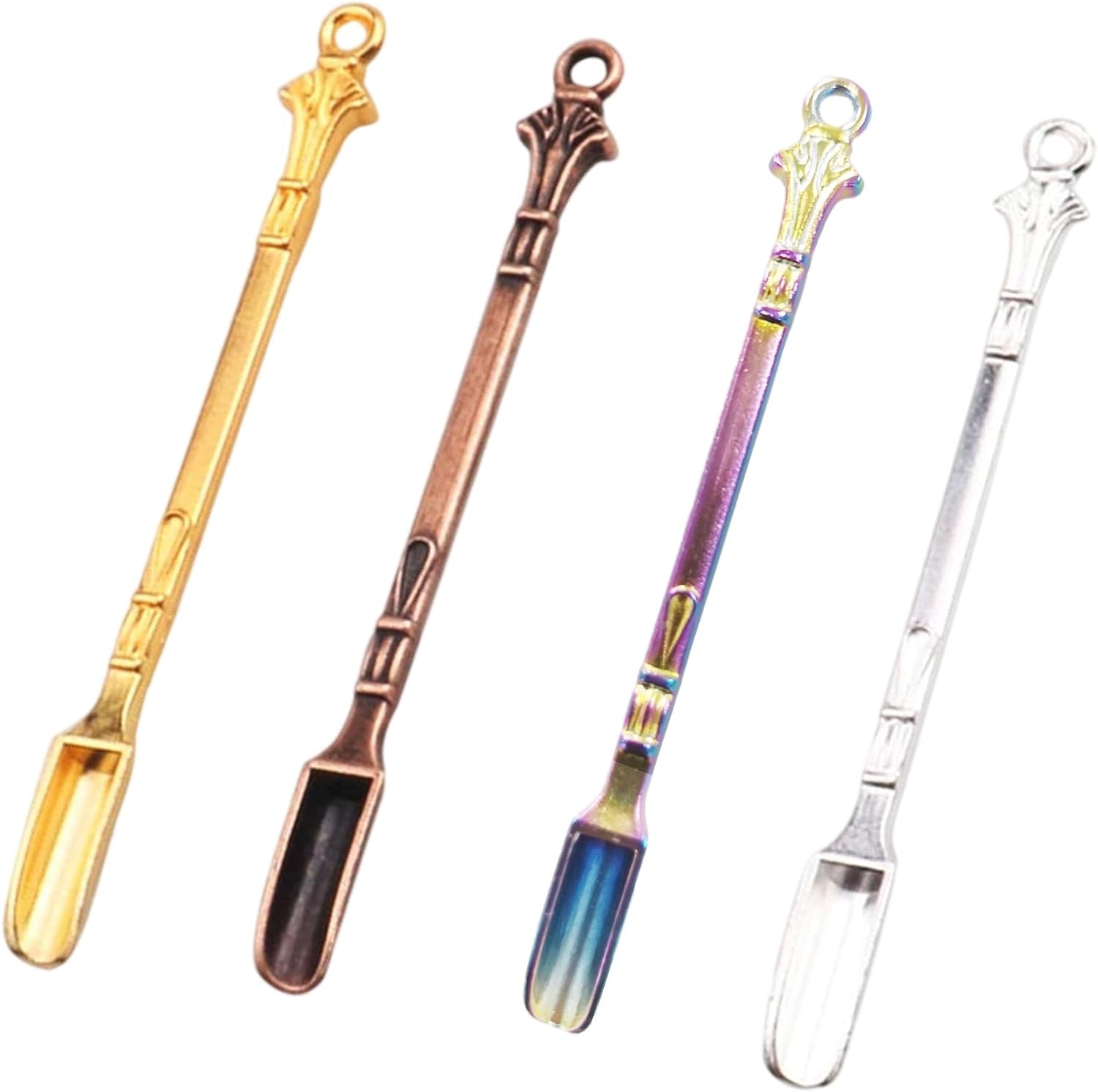 Mini Spoon Metal Medicine Spoon Shovel,Mini Shovel Home Supplies Pendants Necklace (Rainbow)