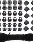 UD 40Pcs Plastic Cord Locks with 18-Inch 65Ft Elastic Cord Stretch String for Drawstring, Shoelaces, Clothing, Backpack, Bags (Black)