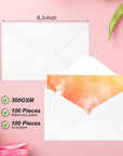 50 Sets Pure Cotton Watercolor Cards 140Lb/300 GSM Postcards with Envelopes for Art Painting Creative Thank Notes, 4X6 Inch