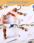 Wax Seal Stamp Set, Floral Stamps Botanical Sealing Stamper Kit, Wedding Postage Stamps, Wooden Handle with Brass Head for Wedding Greeting Cards Planner Journal Gift, 6 Pieces (Plant)