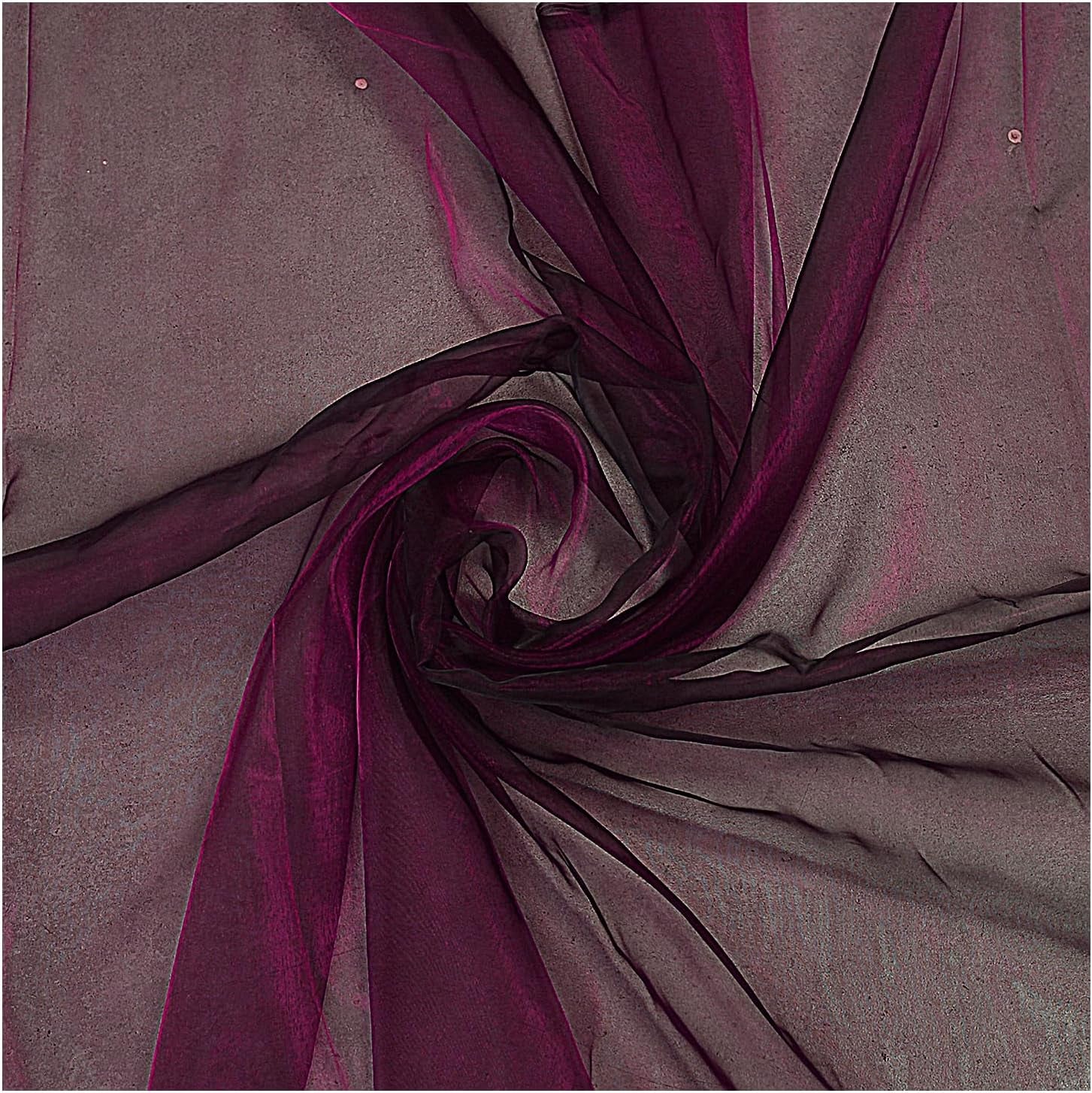 Pack of 25 Yards Long Bridal Solid Sheer Organza Fabric Bolt for Wedding Dress, Fashion, Crafts, Decorations, Backdrop, Christmas Craft Supplies, Silky Shiny Organza Fabrics 44” Wide- Dark Purple