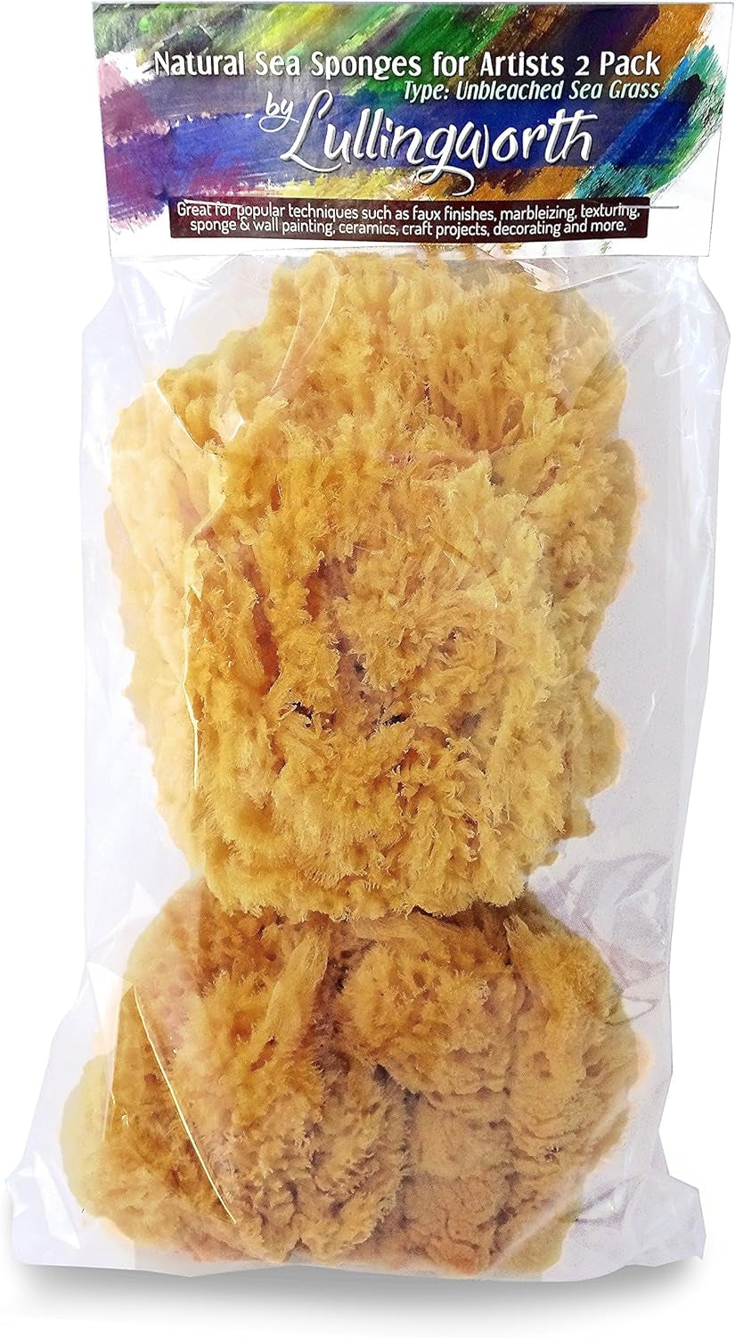 Natural Sea Sponges for Artists - Unbleached 5"-5.5" 2Pc Value Pack: Great for Painting Decorating Texturing Sponging Marbling Effects Faux Finishes Crafts & More by ®