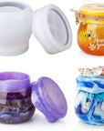 Pudding Jar Resin Molds with Lid, Epoxy Molds Silicone for Storage Bottle,Candle Holder,Candy Container, Epoxy Casting Craft,Flower Pot, Gifts