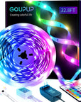 50 FT LED Strip Lights,Bluetooth LED Lights for Bedroom, Color Changing Light Strip with Music Sync, Phone Controller and IR Remote(App+Remote +Mic)