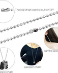 Pack of 50 Ball Bead Chain, Dog Tag Chain Necklace Bulk 24 Inches Silver Nickel Plated Ball Chain for Jewelry Making DIY Crafts 2.4Mm Bead Adjustable Metal Pull Chain with Matching Connector