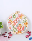 Embroidery Kit for Adults, Embroidery Material Set with Cute Flowers and Plants Patterns. 3 Embroidery Clothes and Colors Threads. 1 Hoop. (Flowers-B)