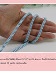 U Pick 10Yds 5Mm 3 Braided Cord Decorative Twisted Satin Polyester Twine Cord Rope String Thread Shiny Cord Choker Thread (02:Blue)