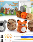 Crochet Kit for Beginners, 4PCS Crochet Animal Kit for Adults Kids, Learn to Crochet with Step-By-Step Video with Writtern Pattern