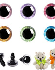 120Pcs 16Mm 3D Glitter Plastic Safety Eyes for Amigurumi Trapezoid Craft Crochet Doll Eyes with Washers Stuffed Animal Eyes for DIY of Puppet, Bear Plush Animal(6 Colors)