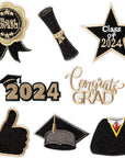 8 Pcs Class of 2024 Graduation Embroidered Patches Congrats Grad Sew Iron on Applique Decorative Repair Patch Emblem Gifts DIY Crafts Accessories for Clothing Jacket Jeans Backpack Hat