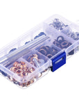 1/4 Inch Grommet Kit 200 Sets Grommets Eyelets with 3 Pieces Install Tool Kit and Box for Shoes Clothes Crafts Bag