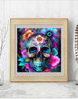 5D Diamond Painting Kits for Adults Beginners,Skull Flower Diamond Art Kit,Diy Full round Drill Diamond Dot Gem Art Kits for Adults,Home Wall Decor 13.78X13.78 Inch, Onesize, JK301-1