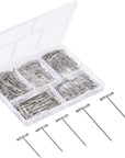 T Pins, 260Pcs Wig Pins, 5 Assorted Sizes, 2 Inch, 1.7 Inch, 1.4 Inch, 1.3 Inch, 1 Inch, T-Pins for Blocking Crochet, Modelling, Wig Making and Crafts, Straight Pins Sewing