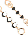 2Pcs Purse Strap Extenders Bag Extender Chain, Heart & Moon Black Purse Extender Chain Replacement Small Bag Extender Purse Accessories Bag Charms for Shoulder Bag Handbags Purse Making Supplies