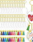 120Pcs Acrylic Keychain Blanks for Vinyl Kit Including 30Pcs Clear Acrylic Blanks, 30Pcs Keychain Tassels, 30Pcs Key Rings and 30Pcs Jump Rings for DIY Key Chain Vinyl Crafting