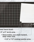 Tim Holtz Travel Glass Cutting Mat - Portable Work Surface with 8X8 Measuring Grid and Palette for Mixed Media - Art Supplies with Carry Case