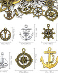 Nautical Anchor Rudder Helm Compass Charms, 100 Grams Mixed Ship Anchor Wheel Pendants Beads Charms for DIY Necklace Bracelet Jewelry Making Accessories