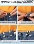 24 Pieces Jean Button Pins Adjustable Buckle Extender Set, No Sewing Required, Pant Waist Tightener for Jeans Dress Fit Instant Button, 4 Set (Pearl and Diamond Style)
