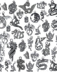 Halloween Charm Collections Antique Pendant Silver Gothic Skeleton Charms Halloween Christmas Jewelry Crafting Supplies Dragon Goth Skull Beads for DIY Bracelet