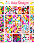 480 Pcs Fruit Flower Polymer Clay Beads, 24 Styles Clay Bead Charms for Bracelets Making, Jewelry Making, Necklace and Earring with Elastic String
