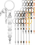 18Pcs Beadable Keychain Bar Bulk, Colorful Plating Alloy Beaded Keychain, Blank Keychain Making Supplies DIY