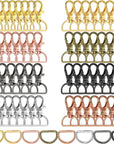 100 Pieces Swivel Clasp Snap Hooks and D Rings Bulk Key Chain Clip Hooks Hardware Lobster Claw Clasp for Keychain Making and Sewing Project