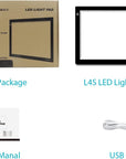 L4S LED Light Box A4 Ultra-Thin USB Powered Adjustable Light Pad for Tracing