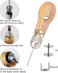 Professional Sewing Awl Kit, Portable Leather Sewing Awl Thread Kit with Straight Bent Needles Rolls Waxed Threads Small Screwdriver Yarn Scissors Needle Threader Tape Measure for DIY Craft