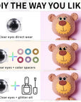 120Pcs 16Mm 3D Glitter Plastic Safety Eyes for Amigurumi Trapezoid Craft Crochet Doll Eyes with Washers Stuffed Animal Eyes for DIY of Puppet, Bear Plush Animal(6 Colors)
