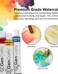 Watercolor Paint 24 Colors Set 12Ml/ 0.4Oz. - Quality Non Toxic Pigment Paints for Canvas, Fabric, Crafts, and More
