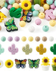 65Pcs Daisy Flower Silicone Focal Beads Yellow Silicone Rubber Beads Summer Focal Bracelet Beads Glass Rhinestone Beads for Necklace Spring’S Festival Jewelry Making