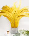 50PCS Rooster Coque Tail Feathers Bulk Natural 14-16Inch 35-40Cm for Crafting Wedding Fly Tying Feather Party Performances DIY Decoration Rooster Tail Featheryellow
