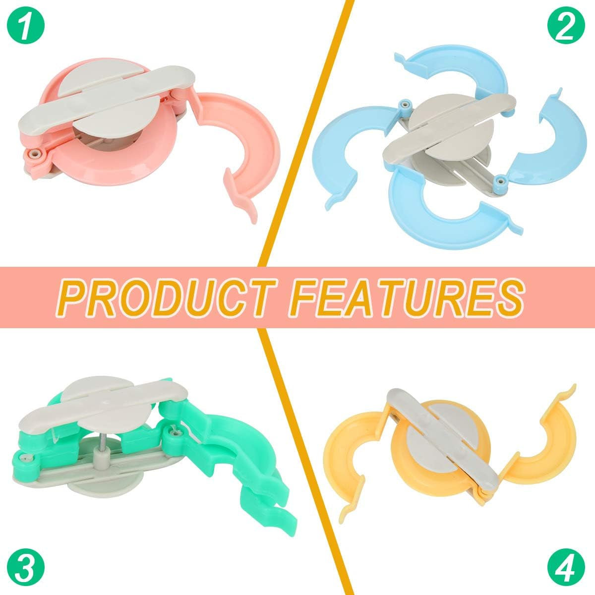 Pompom Makers 4 Size Pom Poms Maker Tool Set DIY Fluff Ball Weaver for DIY Wool Yarn Knitting Craft Project with Cutter Scissors