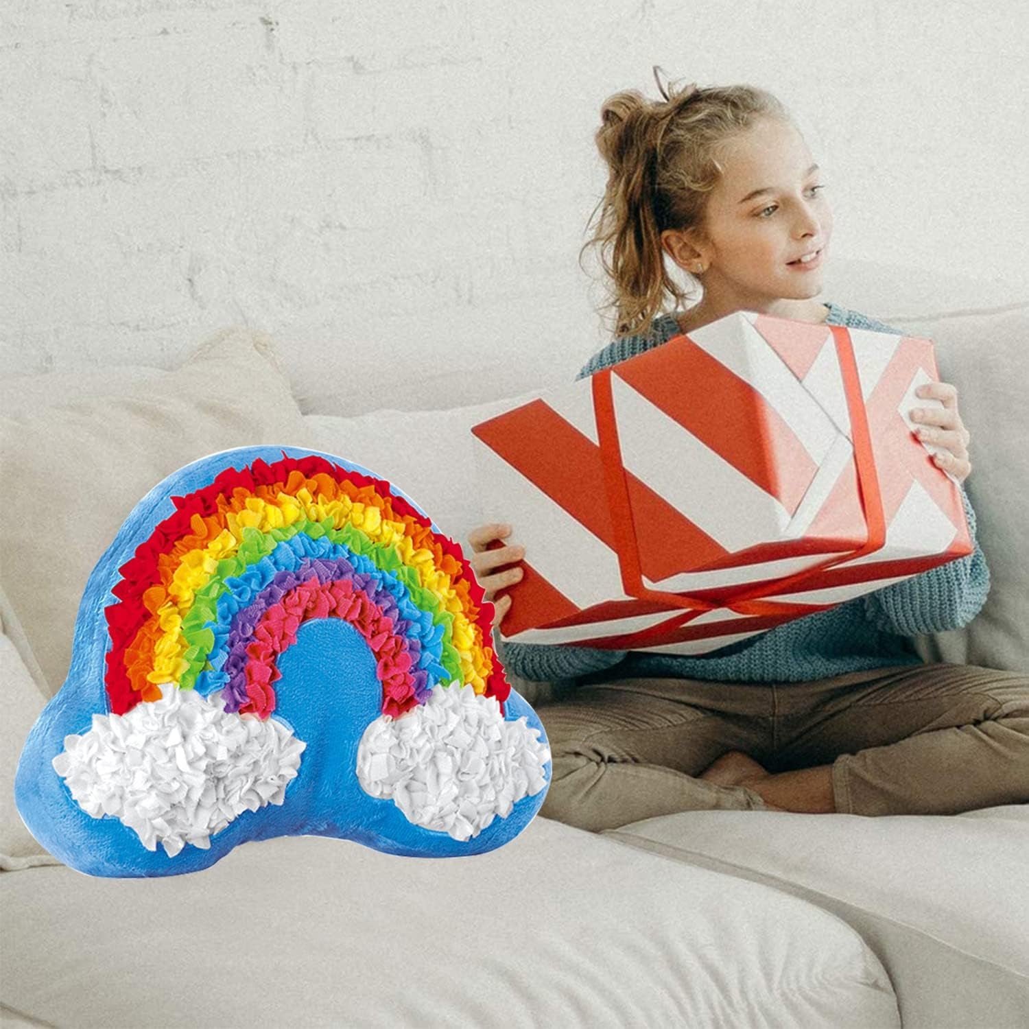Plush Craft Rainbow Pillow, Fabric by Number Art & Crafts, No Sewing, Making Your Own DIY Rainbow Pillow, Kids Project, Learning Fun, Ages 5+