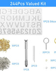 244Pcs Alphabet Silicone Resin Casting Molds Kit, Reversed Letters & Numbers Epoxy Casting Molds with Pin Vise Set for DIY Making Keychain/House Number Resin Crafts