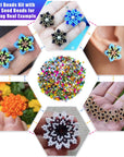 42000Pcs 2Mm Glass Seed Beads 12/0 Small Tiny Beads Kit with 150Pcs Alphabet Letter Beads Pendants Charms Jump Ring Elastic String for DIY Bracelets Necklace Jewelry Making Supplies