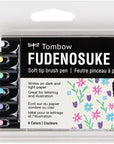 56448 Fudenosuke Brush Pens, Pastel, 6-Pack