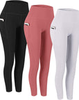 3 Pack High Waist Yoga Pants, Pocket Yoga Pants Tummy Control Workout Running 4 Way Stretch Yoga Leggings